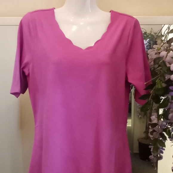 Lemon Way Pink Scalloped Neck Knit Top - Picture 2 of 13